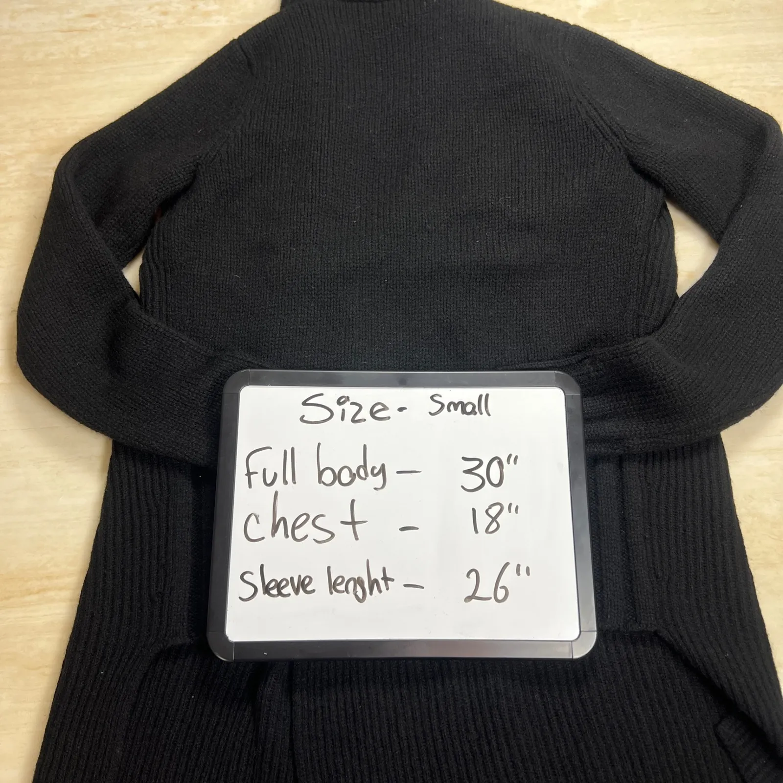 Vince Ribbed Knit Drape Front Cardigan Sweater Black Small S Cozy Layering - Image 9