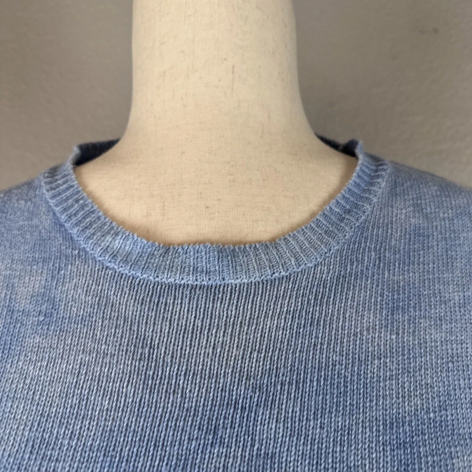 Polo Ralph Lauren Womens Sweater Size L Large Blue Cloud Tie Dye Linen Knit - Image 2