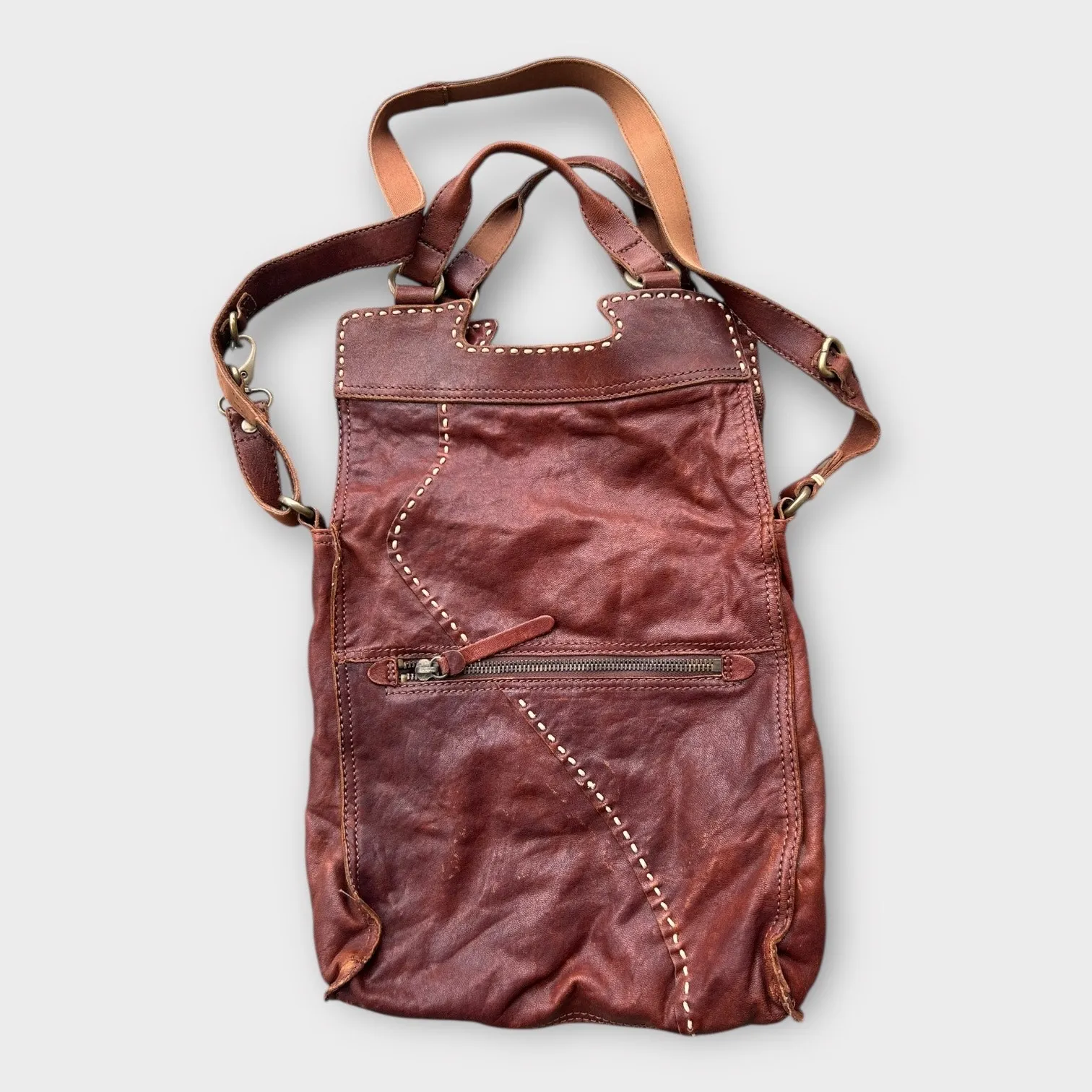 Vintage Y2K Lucky Brand Abbey Road Leather Fold Over Crossbody Bag Brown Boho0 - Image 6