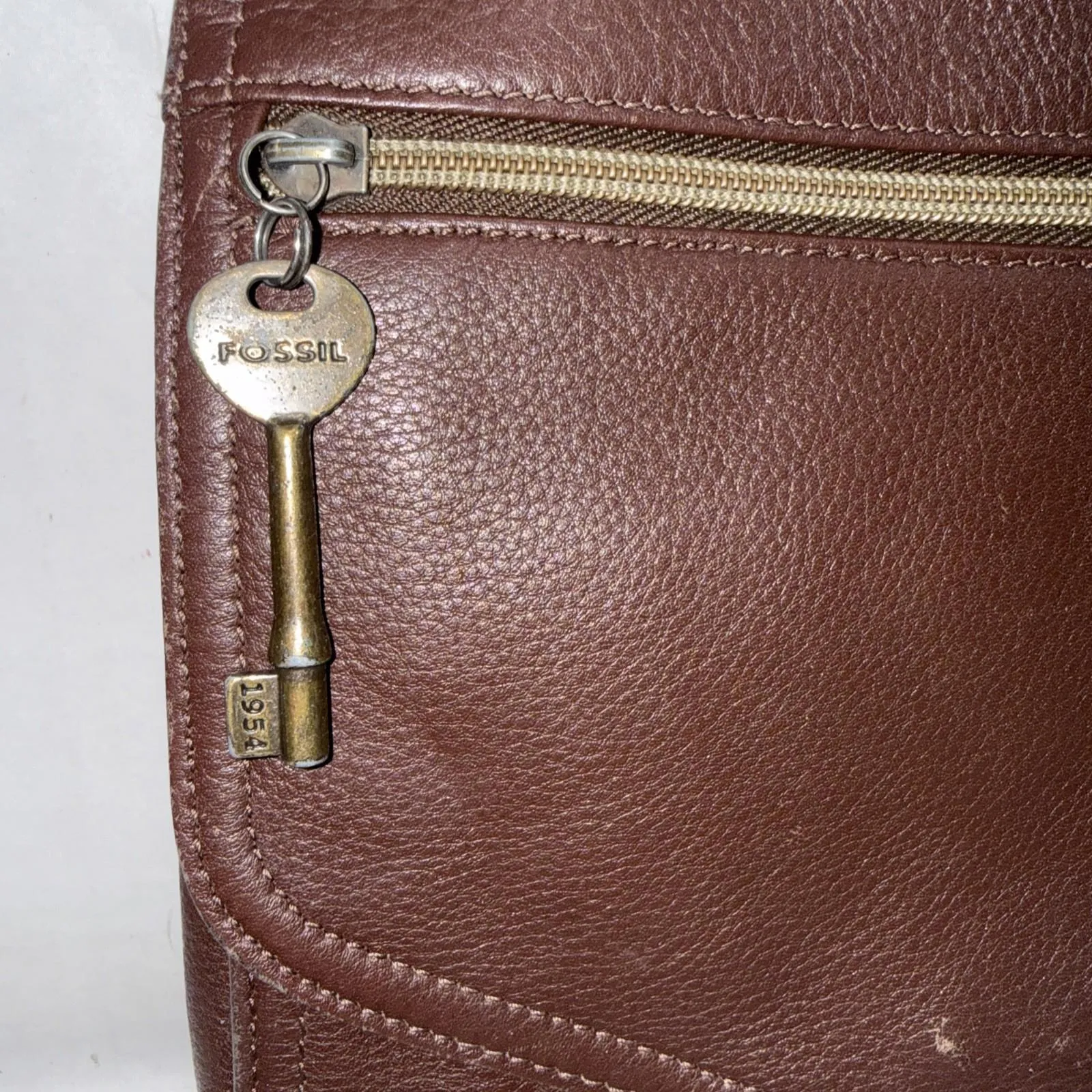 Vintage Y2k Fossil Boho Hippie Gypsy Brown Crossbody Genuine Leather Purse Bag - Image 2