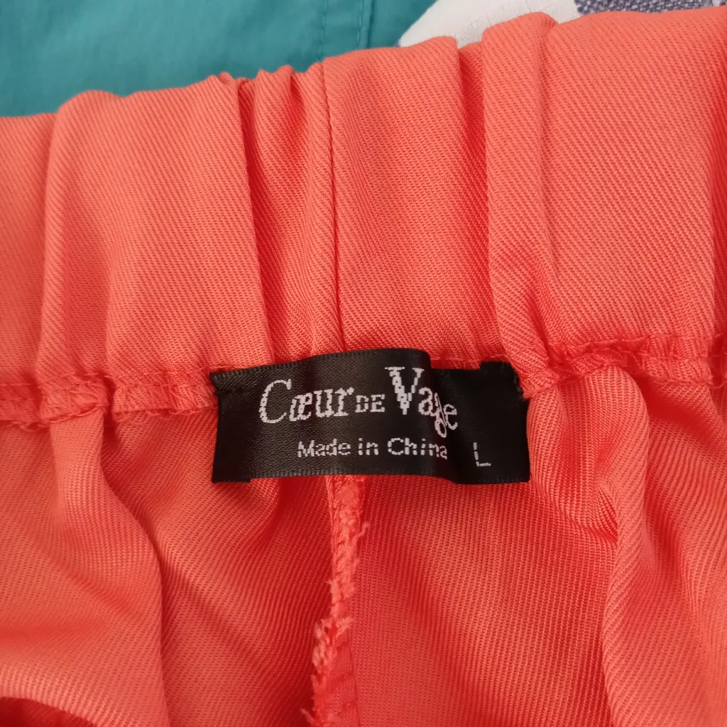 Coeur De Vague Women's Drawstring Pocket Short Size Large Orange - Image 11