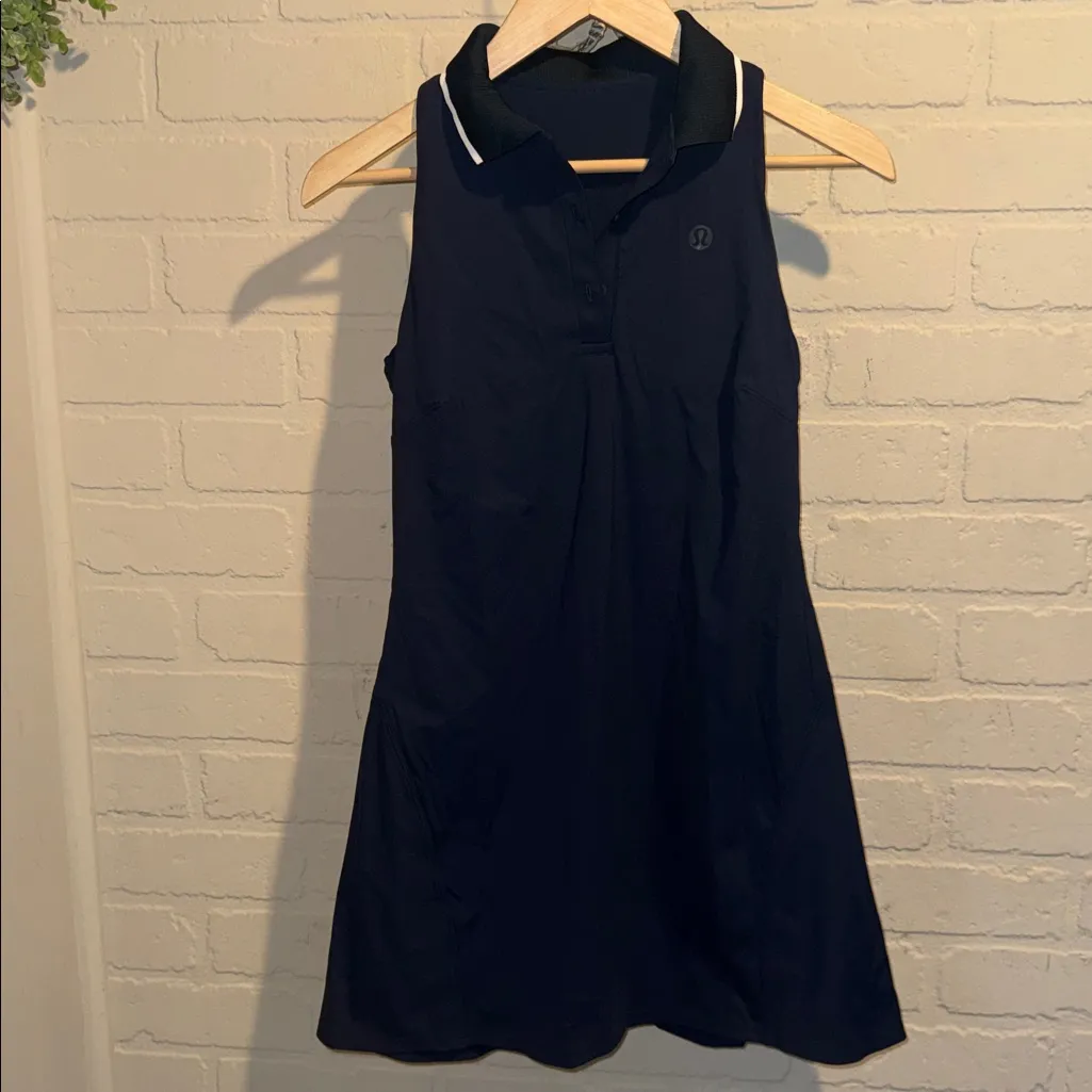Lululemon dress Lightweight Sleeveless Polo Tennis True Navy White 2 - Image 4