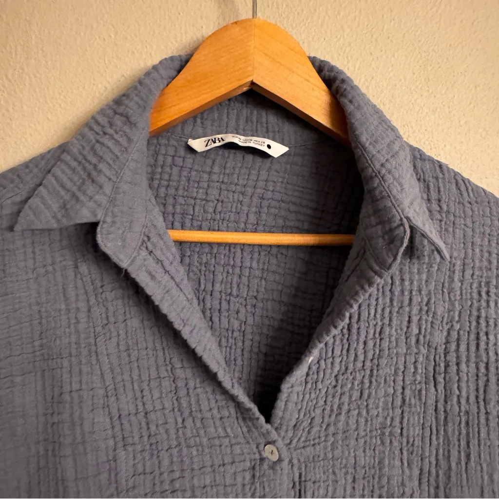 ZARA Crinkle Button-Up Shirt Dress - Image 6