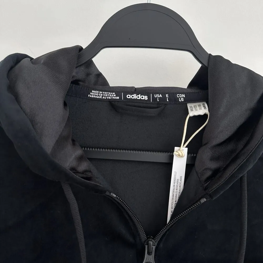 Miami Hurricanes Adidas Jacket Womens Large Black Velour Patch Zip Hoodie UM - Image 4