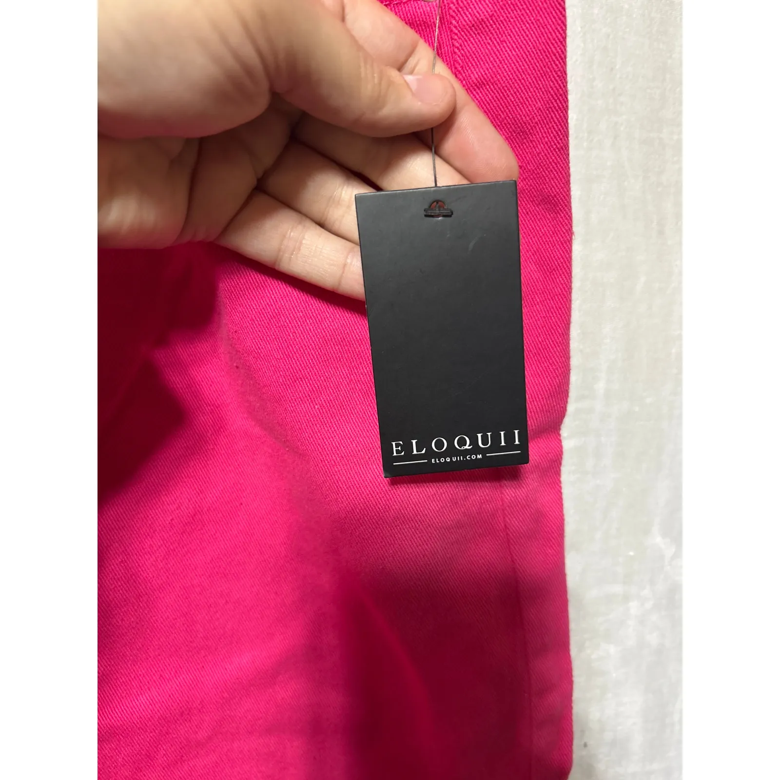 Eloquii Jean Shorts 28 Hot Pink Denim NEW Cuffed - Image 3