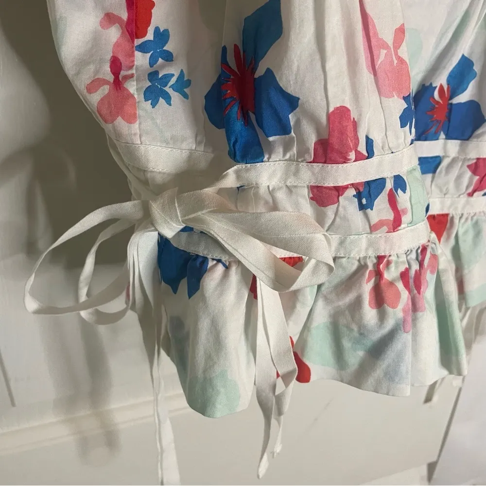 Peter Som designer red white and blue floral layered crop top size 12 - Image 3