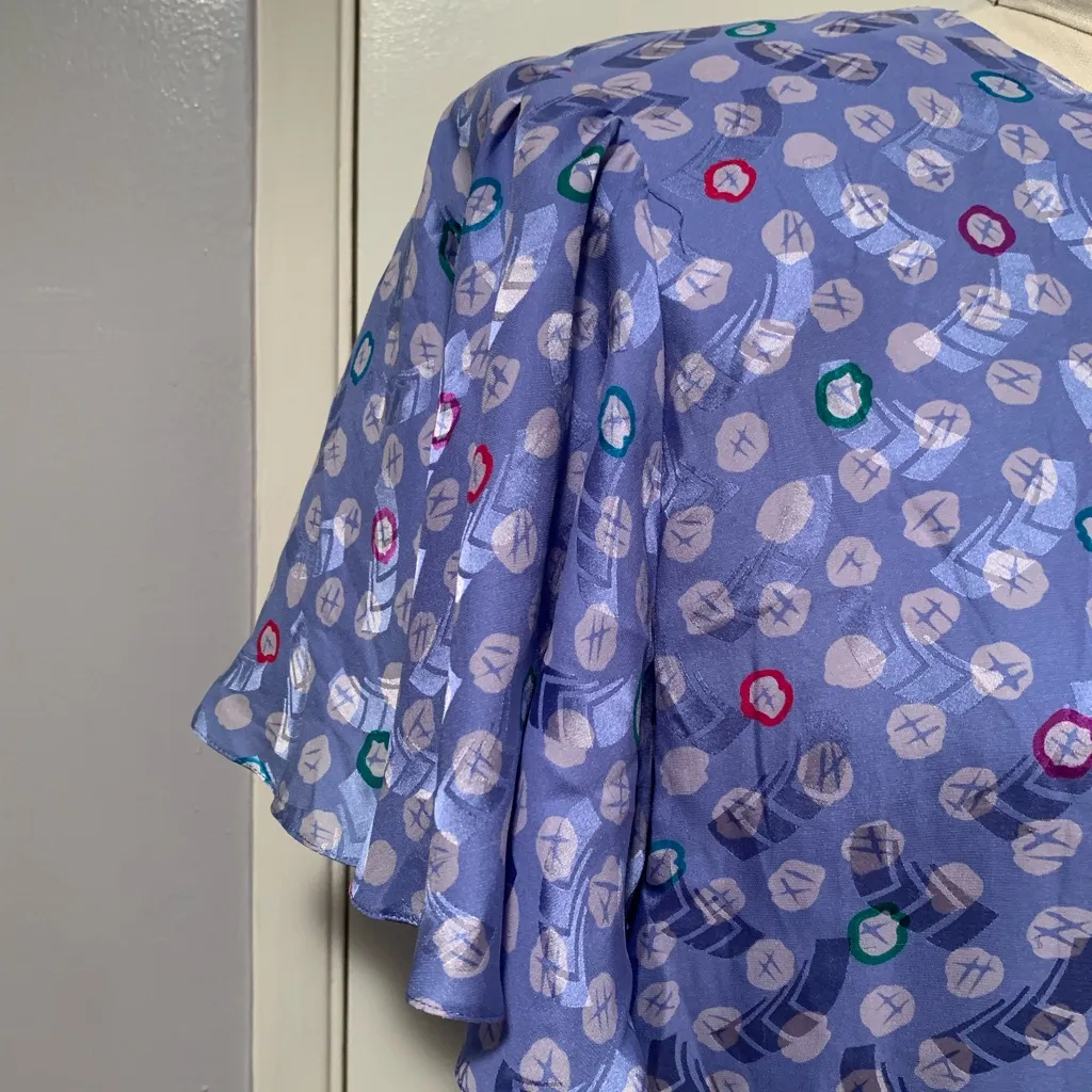 Maggy London by Jeannene Booher vintage printed periwinkle silk dress Size 12 - Image 6