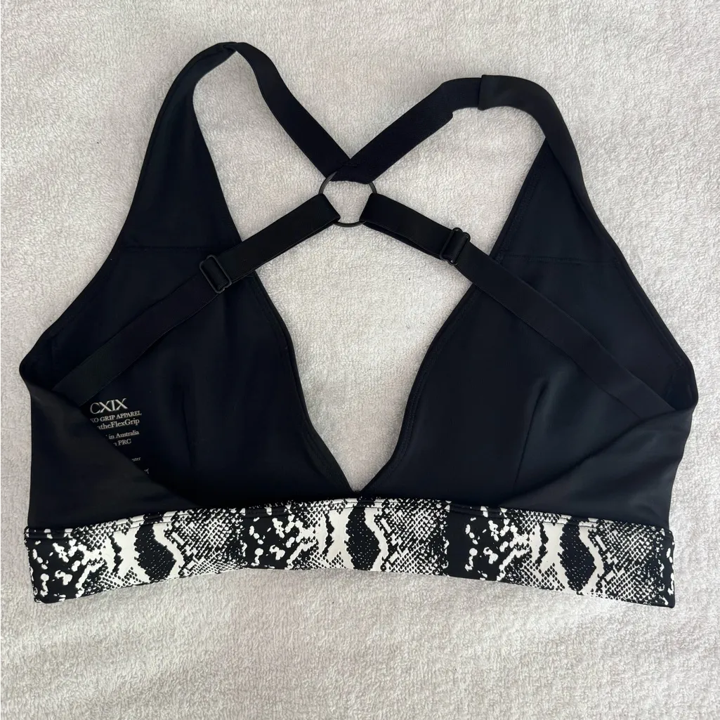 CXIX Creatures Polewear Pole Boa Snakeskin Grippy Triangle Sport Bra Top XS S Black - Image 6