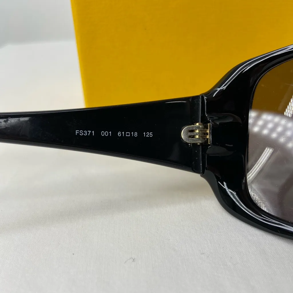 Vintage Fendi Oversized Black Sunglasses with Fendi Case and Fendi Yellow Box - Image 4