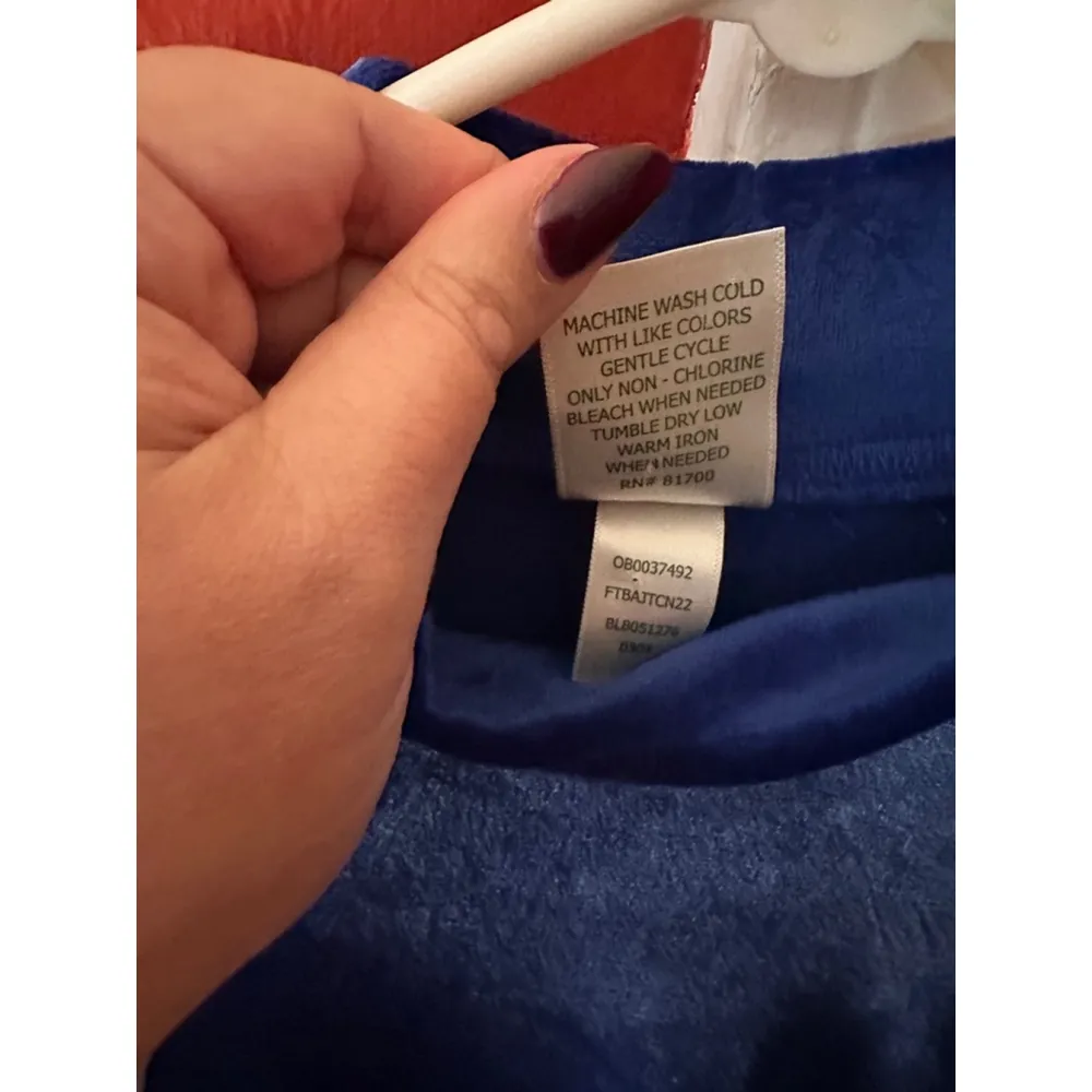 Blair Royal Blue Mock Neck Long Sleeve Velour Sweater Shirt Top Small - Image 8