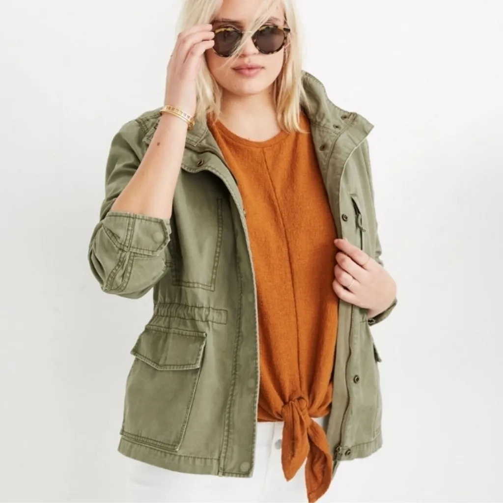 Madewell Passage Desert Olive Military Utility Lightweight Jacket S - Image 8