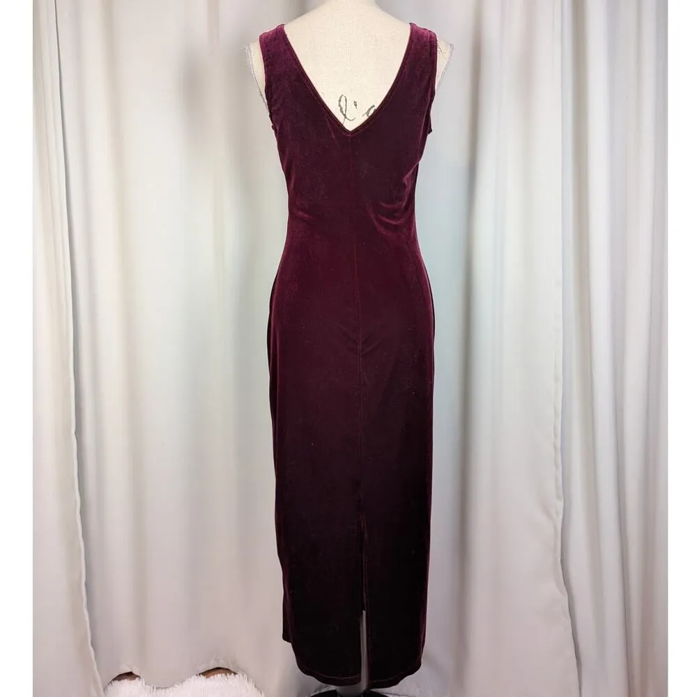 Y2K Vintage Velvet Sleeveless Midi Dress Kathie Lee Maroon Size M Red Size M - Image 13