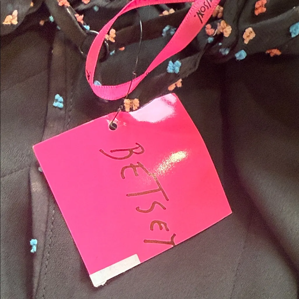 Betsey Johnson Fairy Black Asymmetrical Polka Dot coral, pink and blue Dress - Image 9