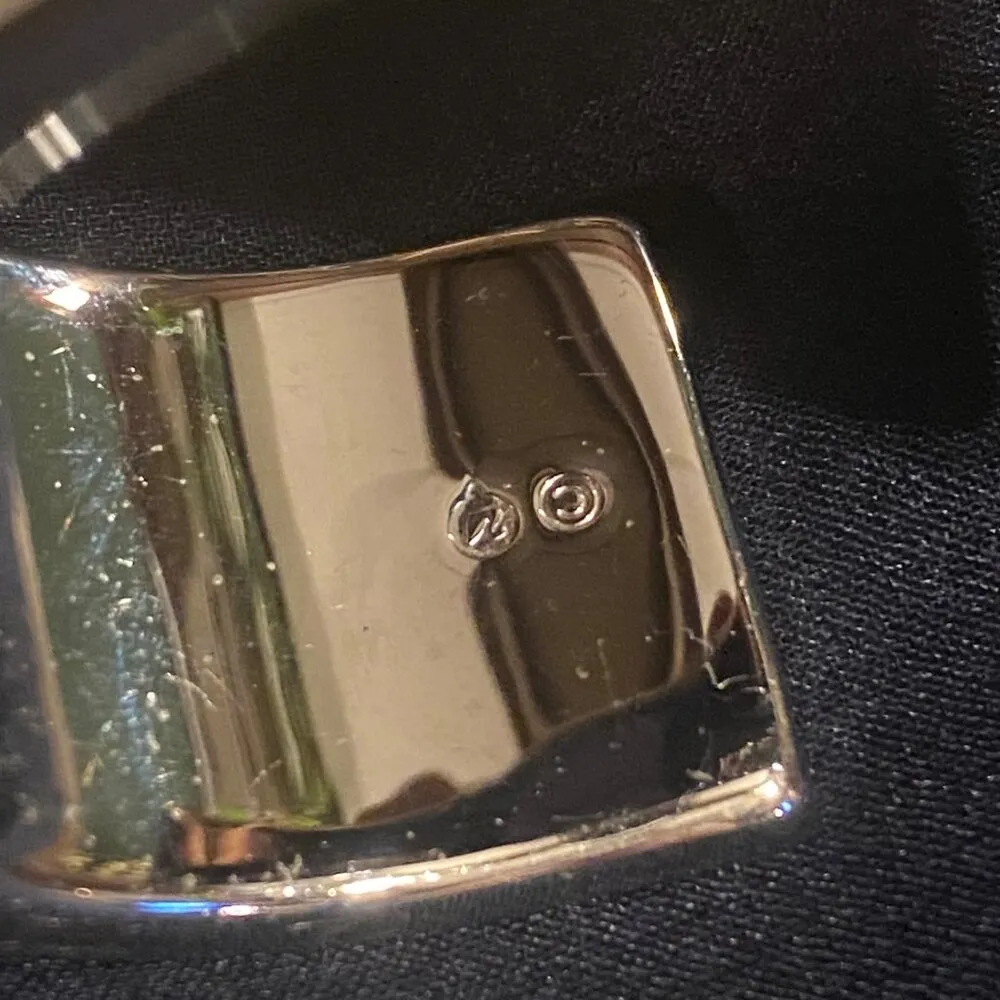 Wide Swarovski Beauty Silver Cream Crystal Bling Cuff Bracelet  Adjustable - Image 6