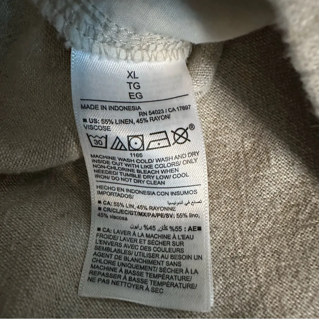 Old Navy High Rise Linen Blend Wide Leg Casual Comfort Waistband Pant Tan Sz XL - Image 8