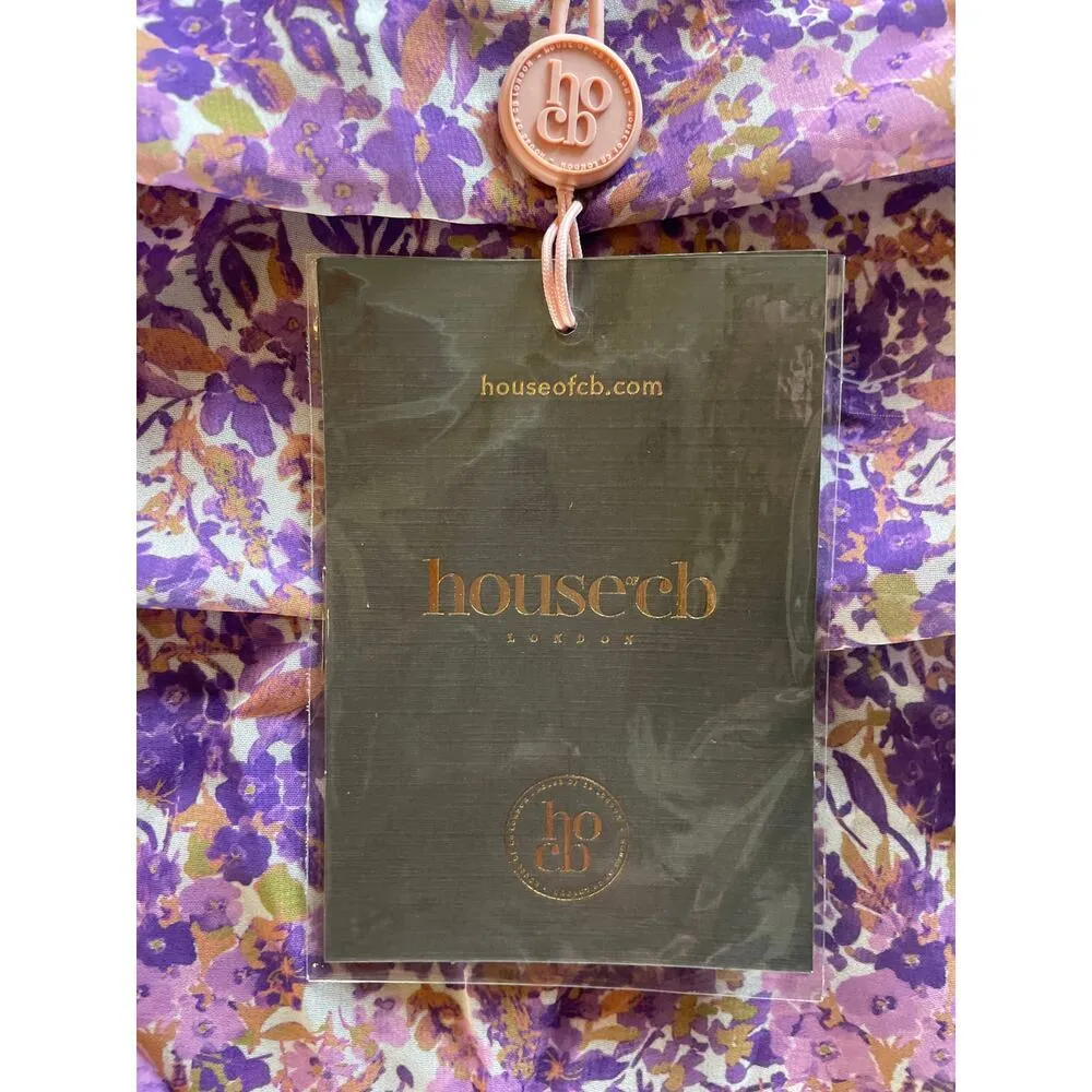 NWT House of CB Keala Cutout Sheer Coverup Pants Violet Floral, M - Image 8