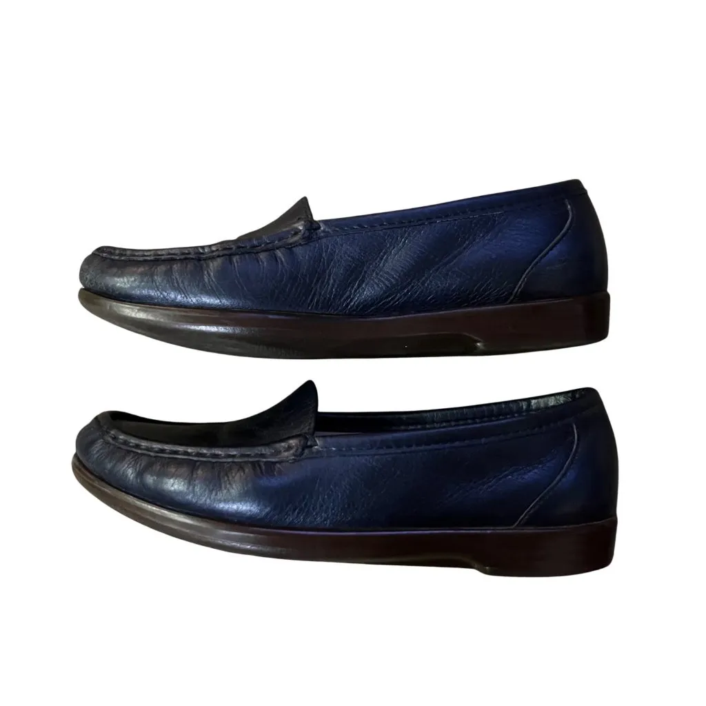Vintage SAS Tripad Womens 7 Navy Blue Leather Slip - Image 14
