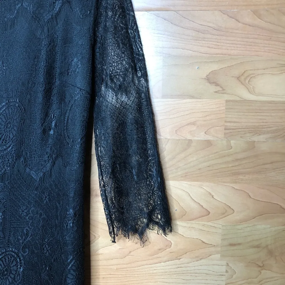 Solitaire Size Small  LACE LINED BLACK LONG SLEEVE DRESS - Image 3