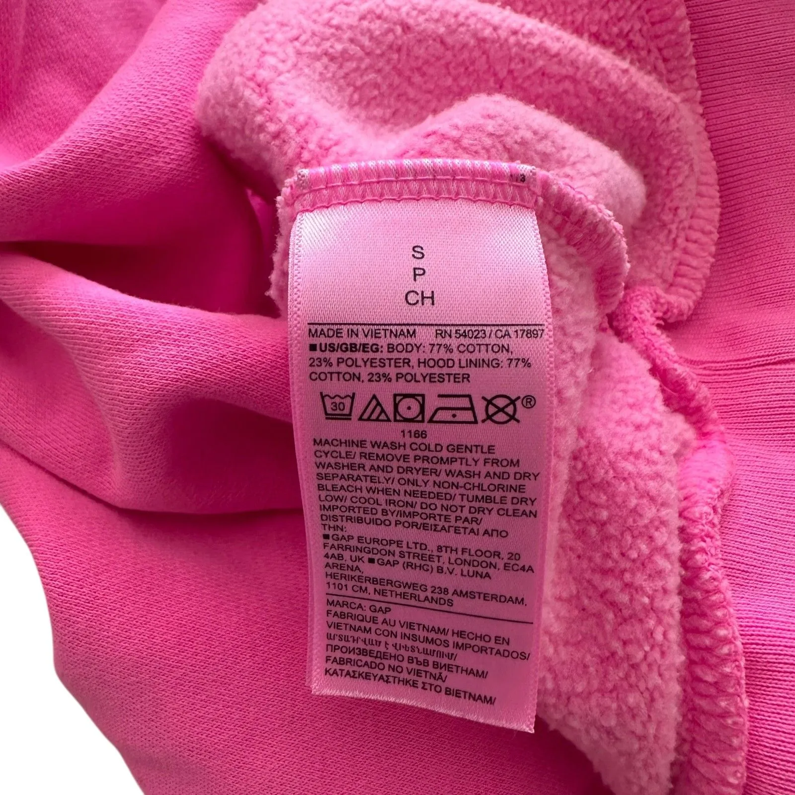 GAP VintageSoft Hooded Sweatshirt Hot Pink Small - Image 6