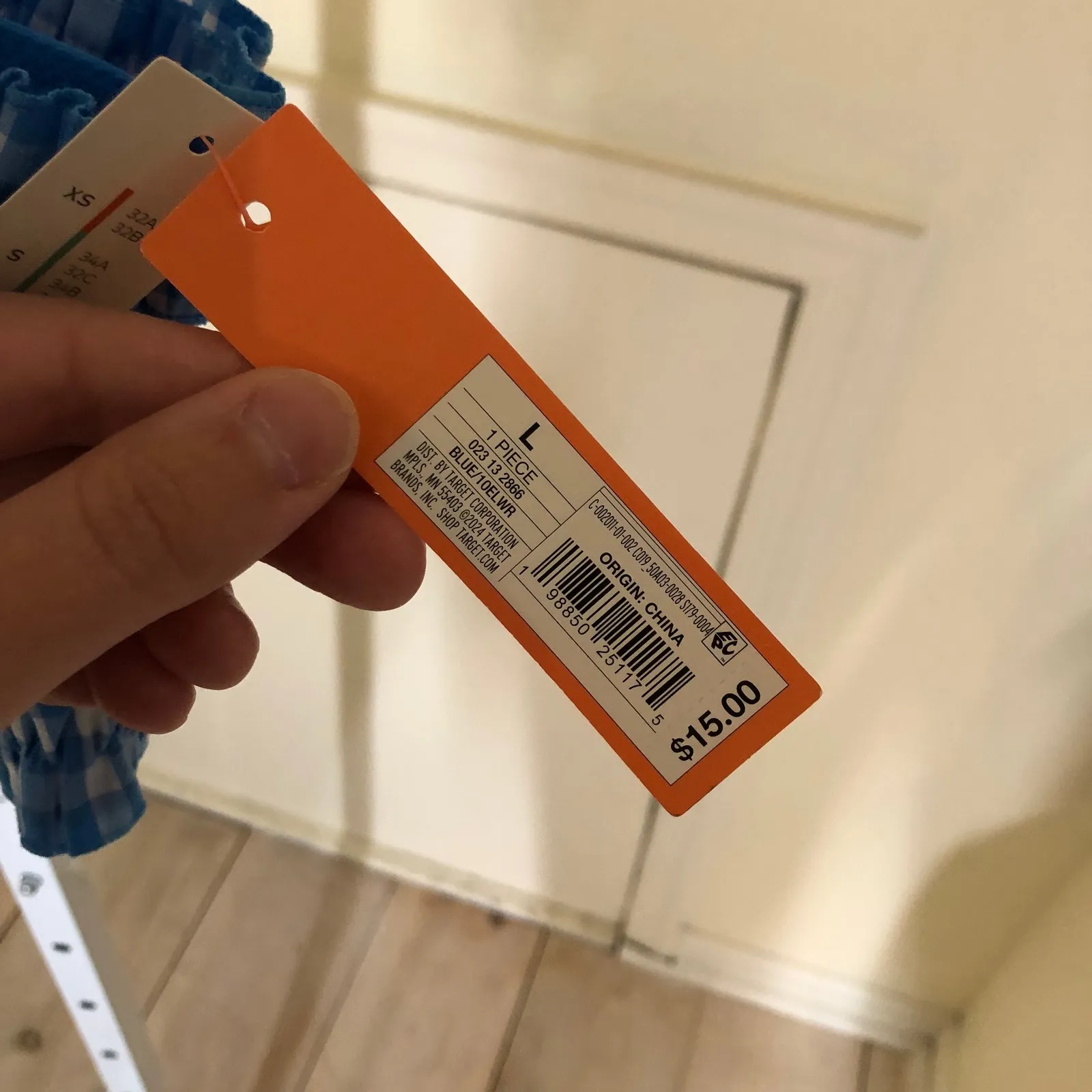 Colsie NWT Women's Gingham Woven Bandeau Bralette Size L Blue Size L - Image 4