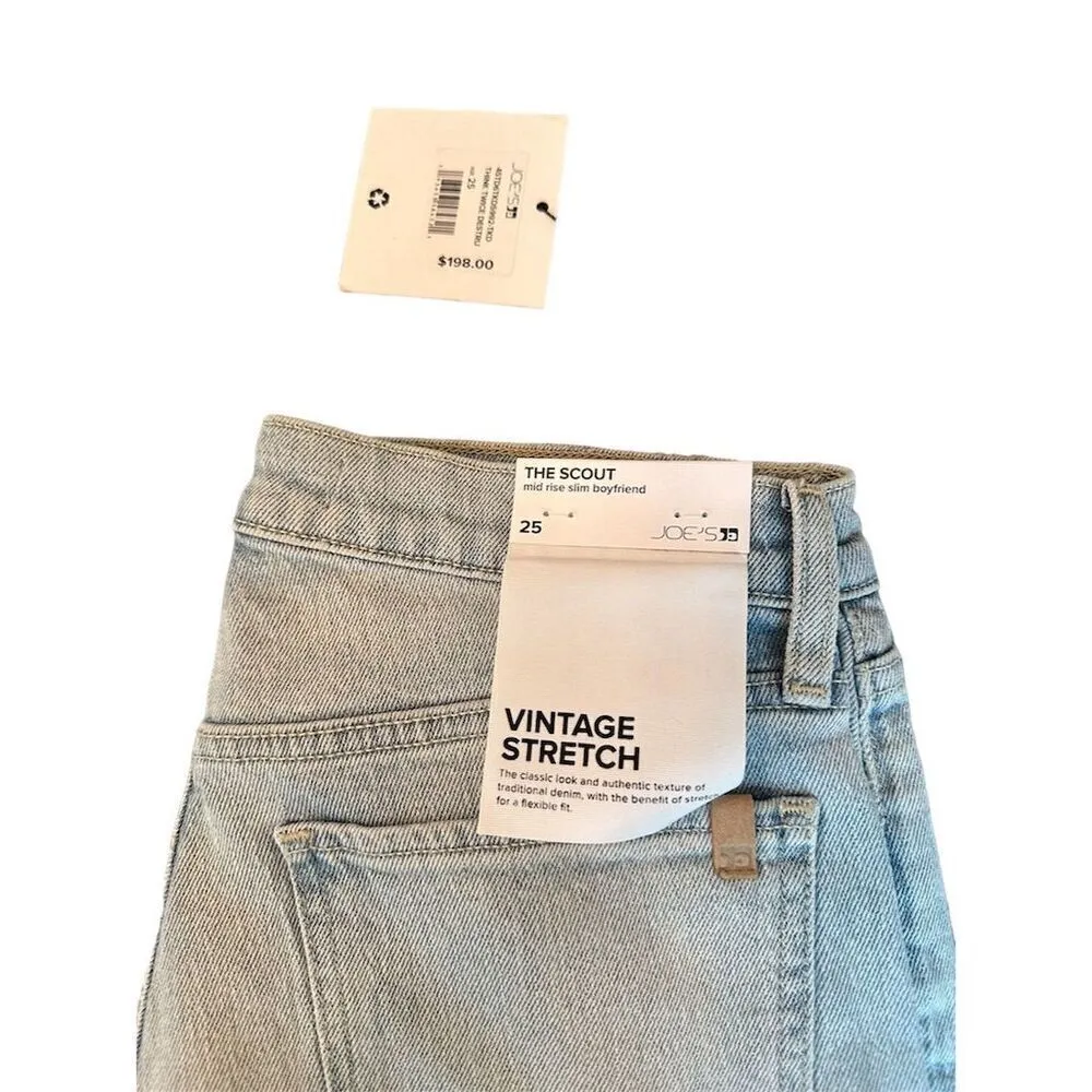 Joe's Jeans The Scout Mid Rise Slim Boyfriend Blue Denim Jeans Size 25 NWT - Image 3