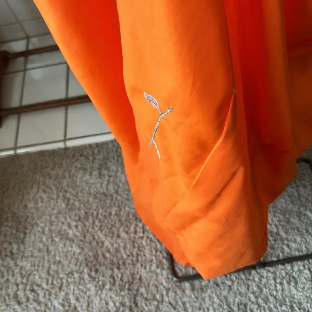 Vintage Full length Japanese kimono Tangerine floral Orange Houmongi Size undefined - Image 6