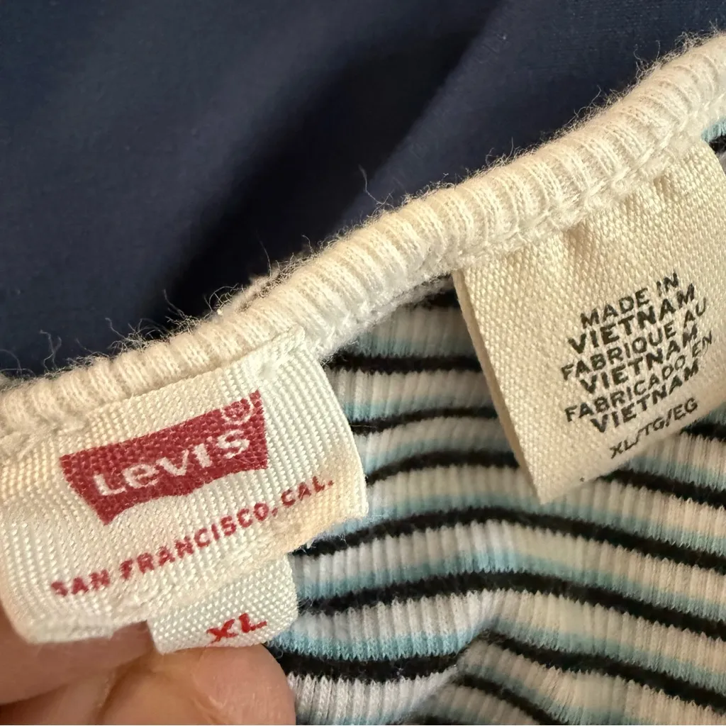 Women’s Levi’s Perfect Kadlong Striped Short Sleeve Cotton Tee, Size XL - Image 4