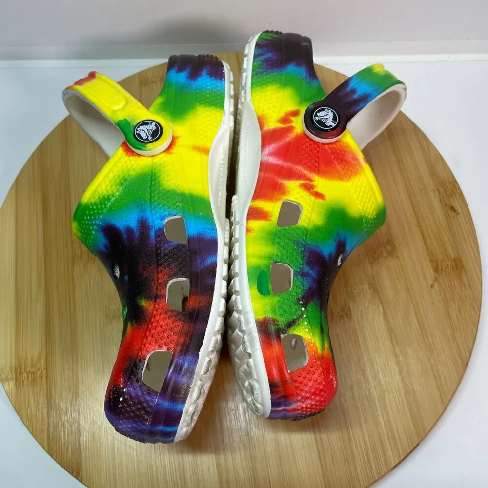 Crocs Men 4 Women 6 Classic Clogs Tie Dye White Rubber Slip On Comfort 205453 - Image 7