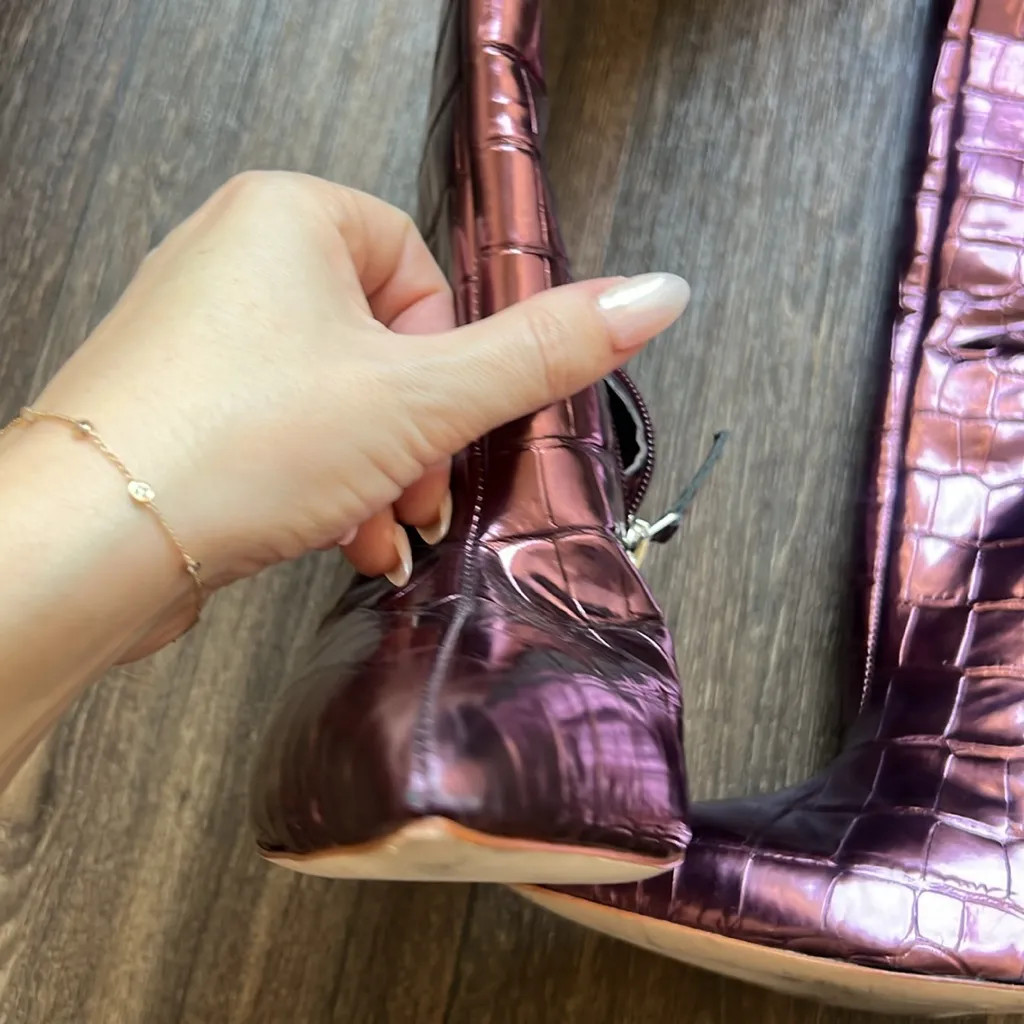 Black Suede Studio Tory Boot in Pink Metallic Size 8 - Image 3