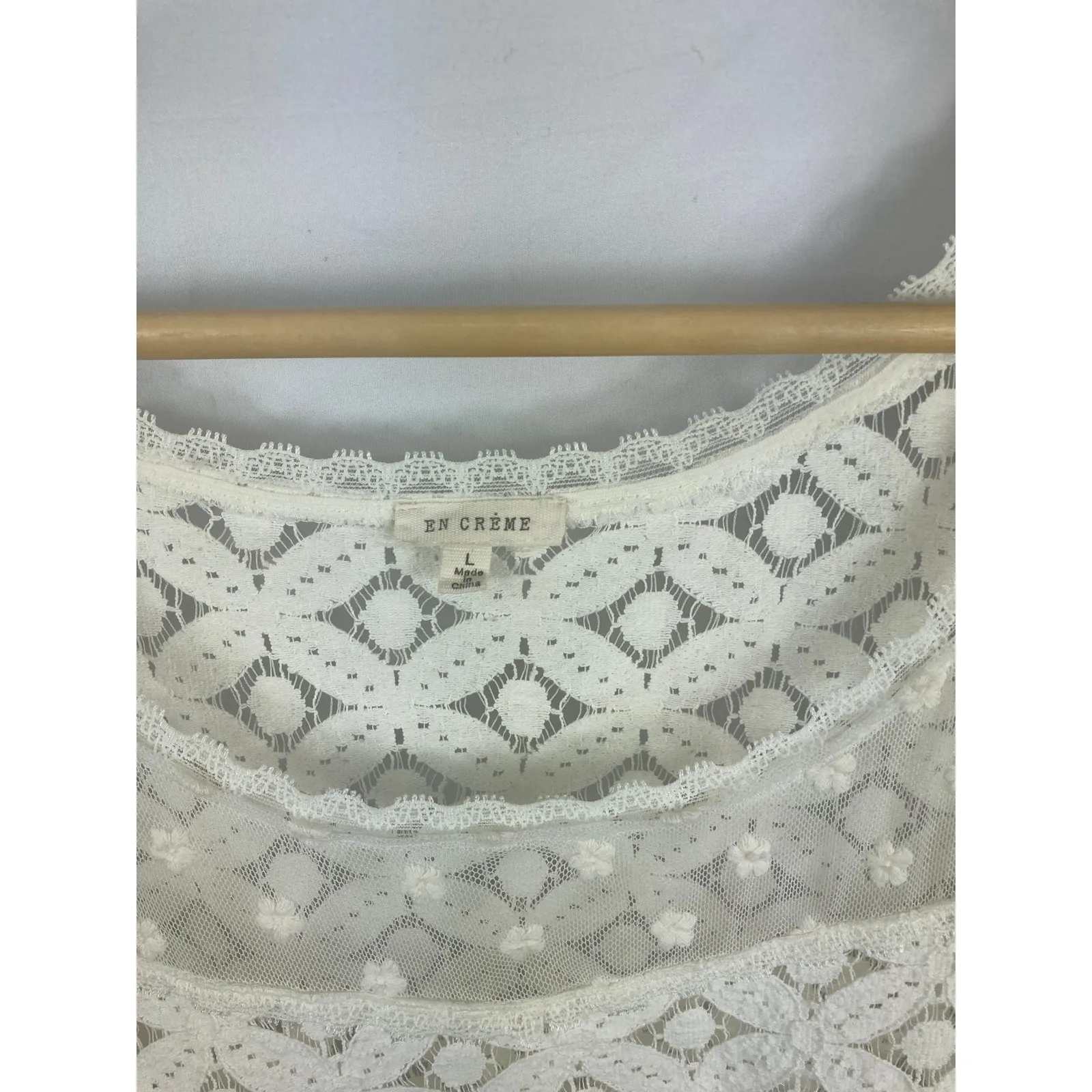 en creme 3/4 sleeve lace top White Size M - Image 2