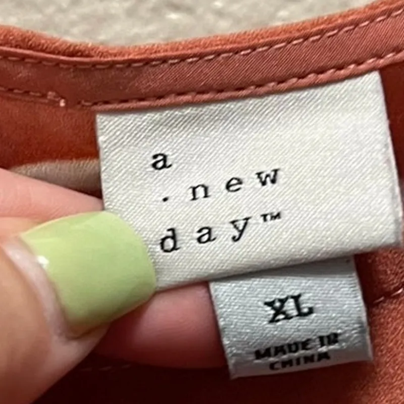 A New Day Long Sleeve Sheath Dress Peach Swirly Knee Length Size XL - Image 3