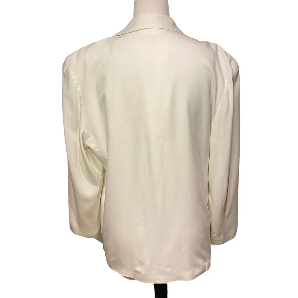Vintage Embroidered Embellished Off White Oversized Blazer Size Large - Image 14