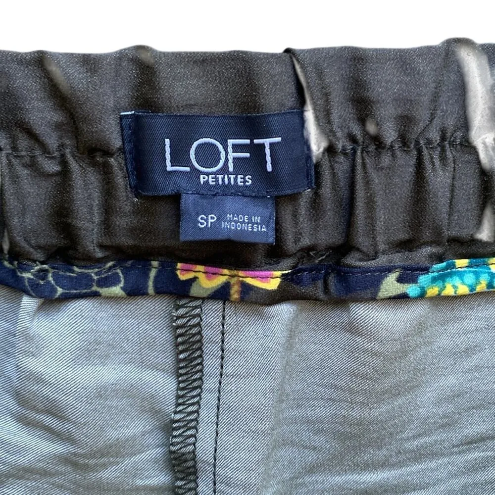 LOFT Cropped Pant Womens Sz Small Petite Green Floral Bohemian Boho Chic - Image 3