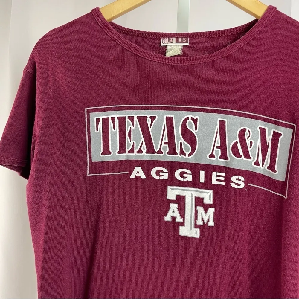Red Oak Texas A & M Small Aggies Maroon Crewneck Graphic Tee Logo Sports College - Image 7