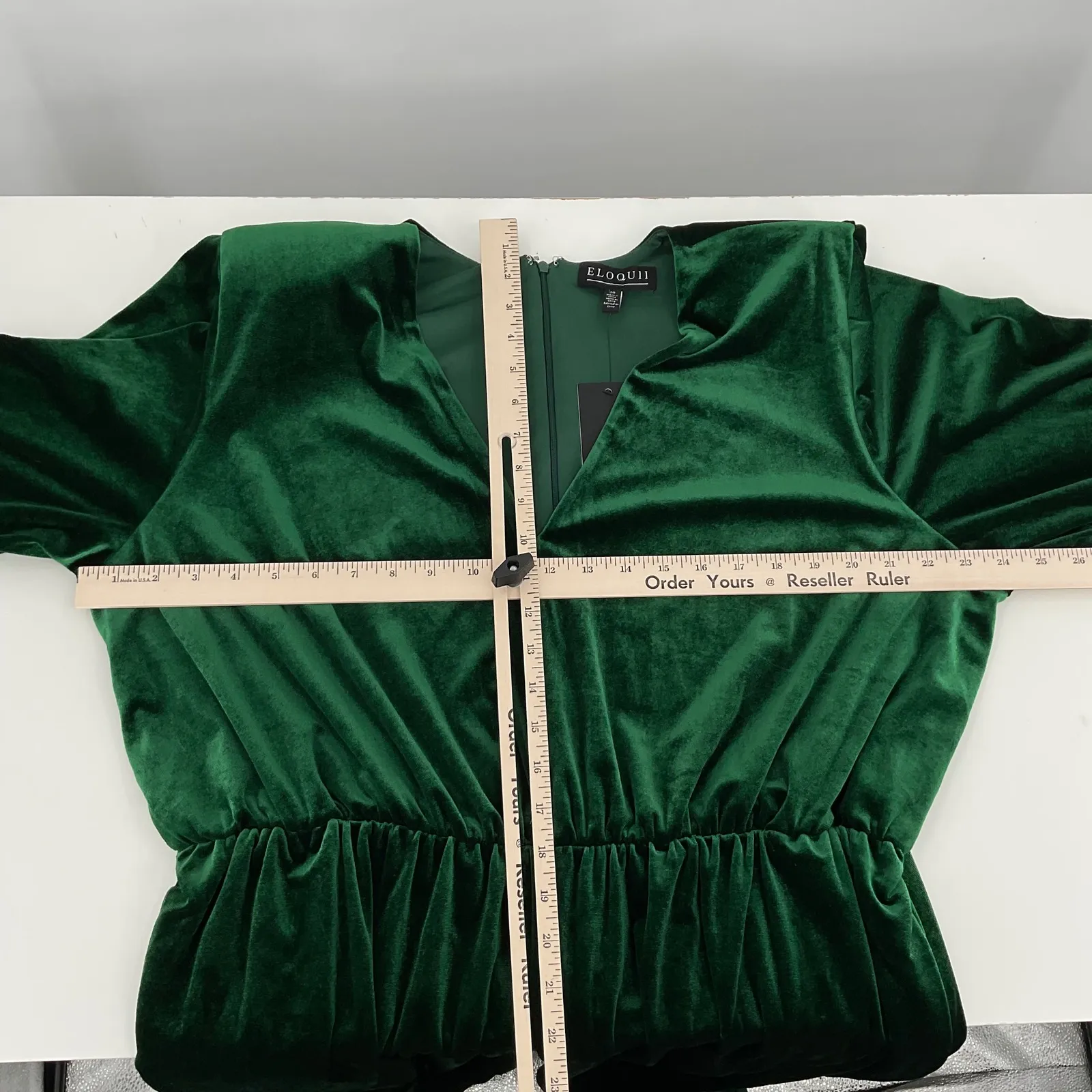 ELOQUII Green Velvet Long Sleeve V Neck Maxi Dress Elegant Formal Occasion - Image 7