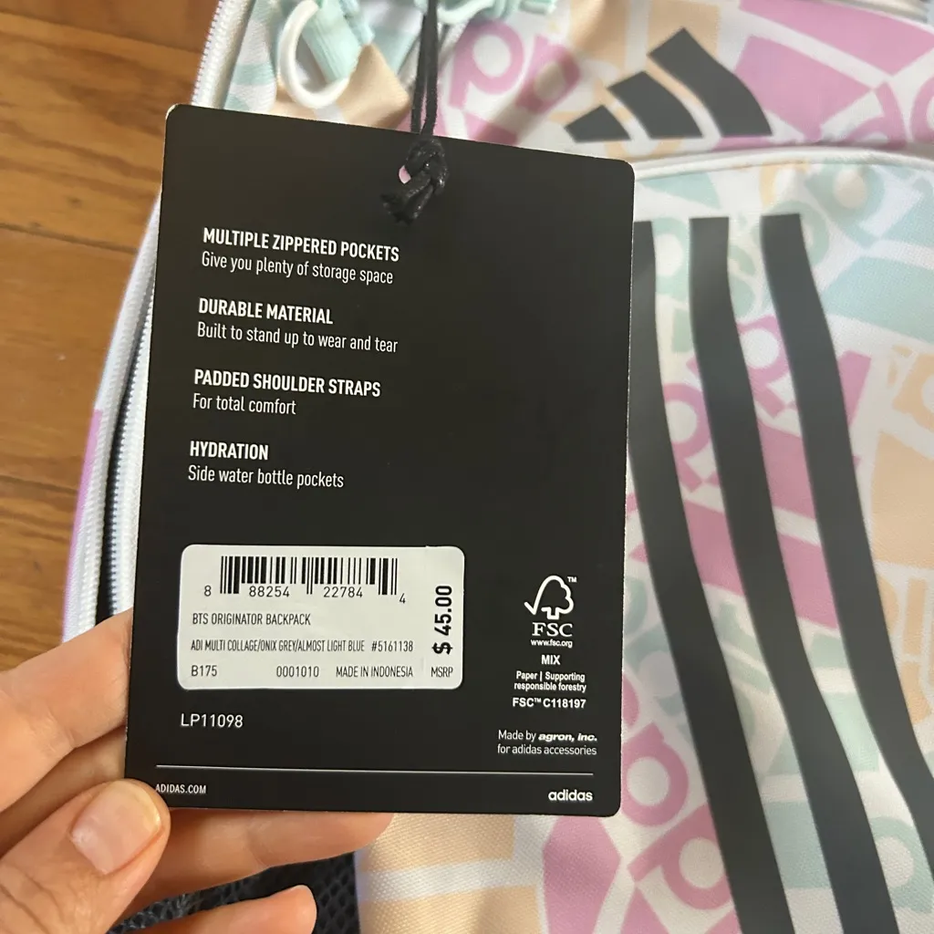 NWT Adidas Pastel Logo 18.5”Backpack - Image 2
