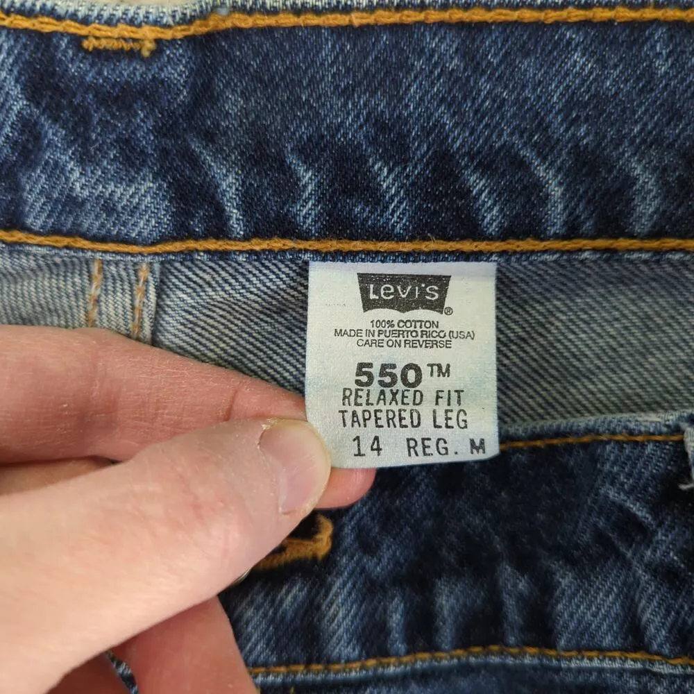 Vintage 90s Levi's 550 Relaxed Fit Tapered Leg Jeans Dark Rigid Denim Women's 14 - Image 8