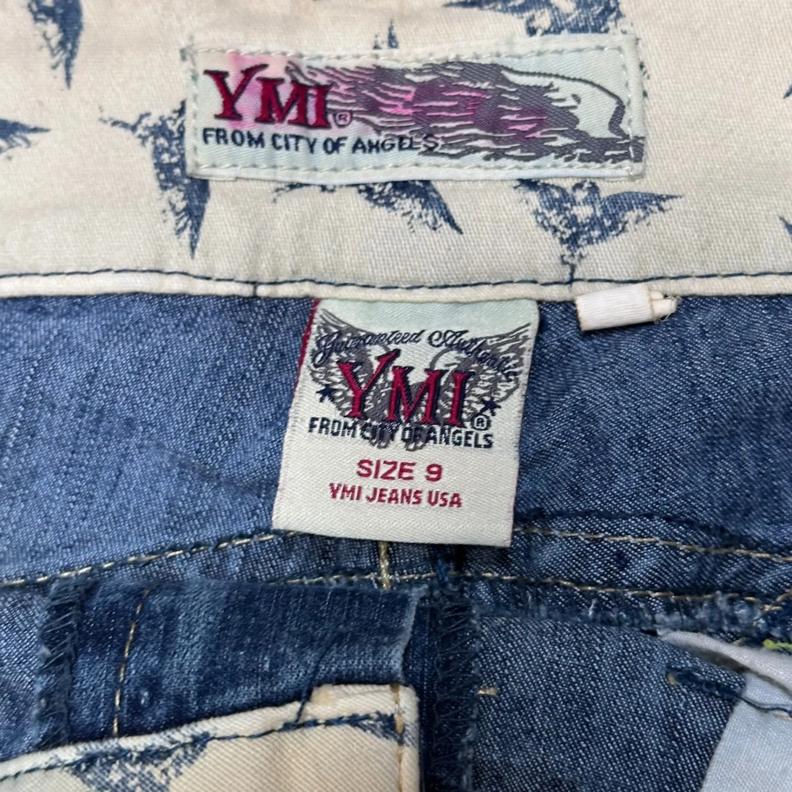 YMI Jeans USA Womens Size 9 Blue Denim Capri Shorts Button Fly Studded Detail - Image 3