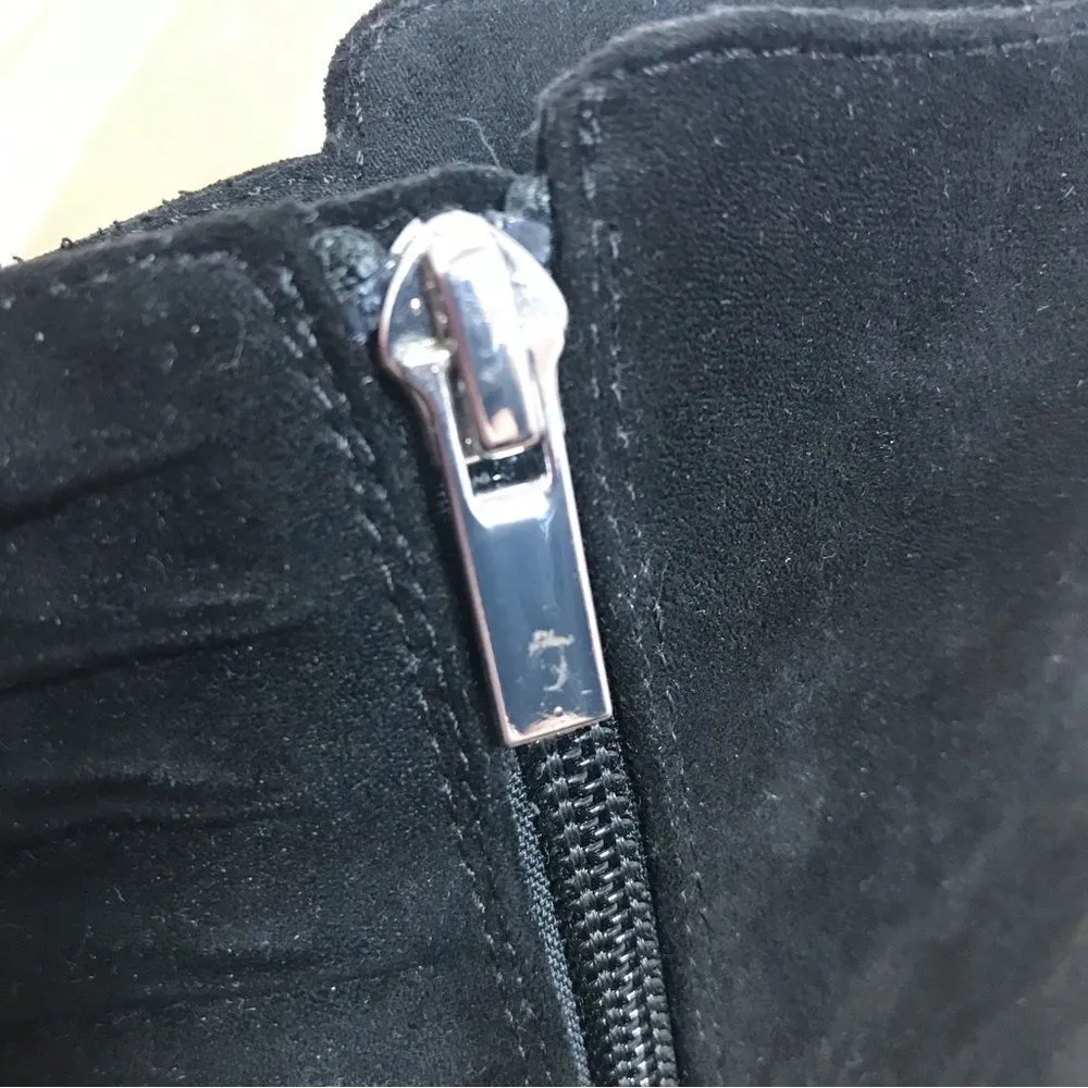 ZAC POSEN Black Ruched Suede Stiletto Midi‎ Boot Bootie Pointed Toe Size 11 Black - Image 10