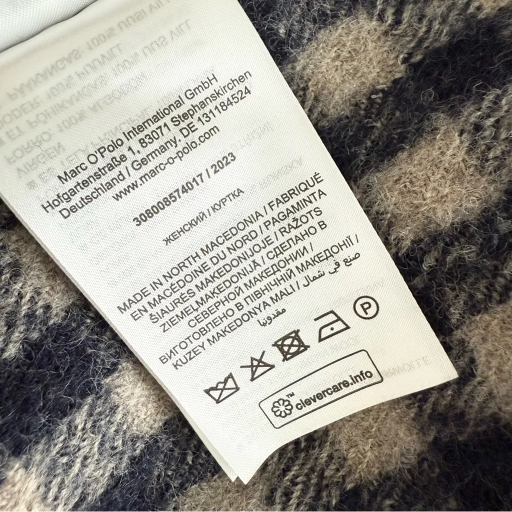 Marc O’Polo Wool Gingham Overshirt Navy Blue Cream Sz 38EU - Image 13