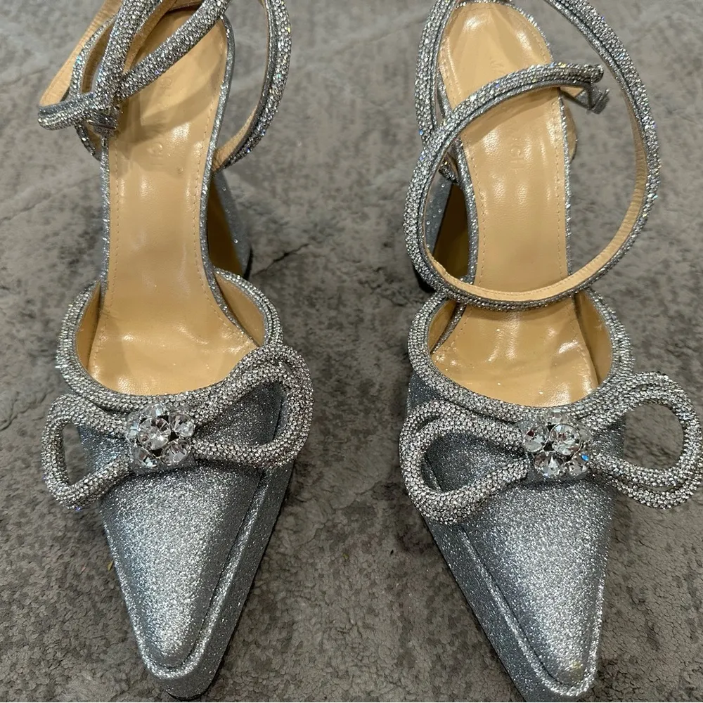 Mach & Mach Double Bow Platform Pump Silver Glitter EU 40 - Image 4