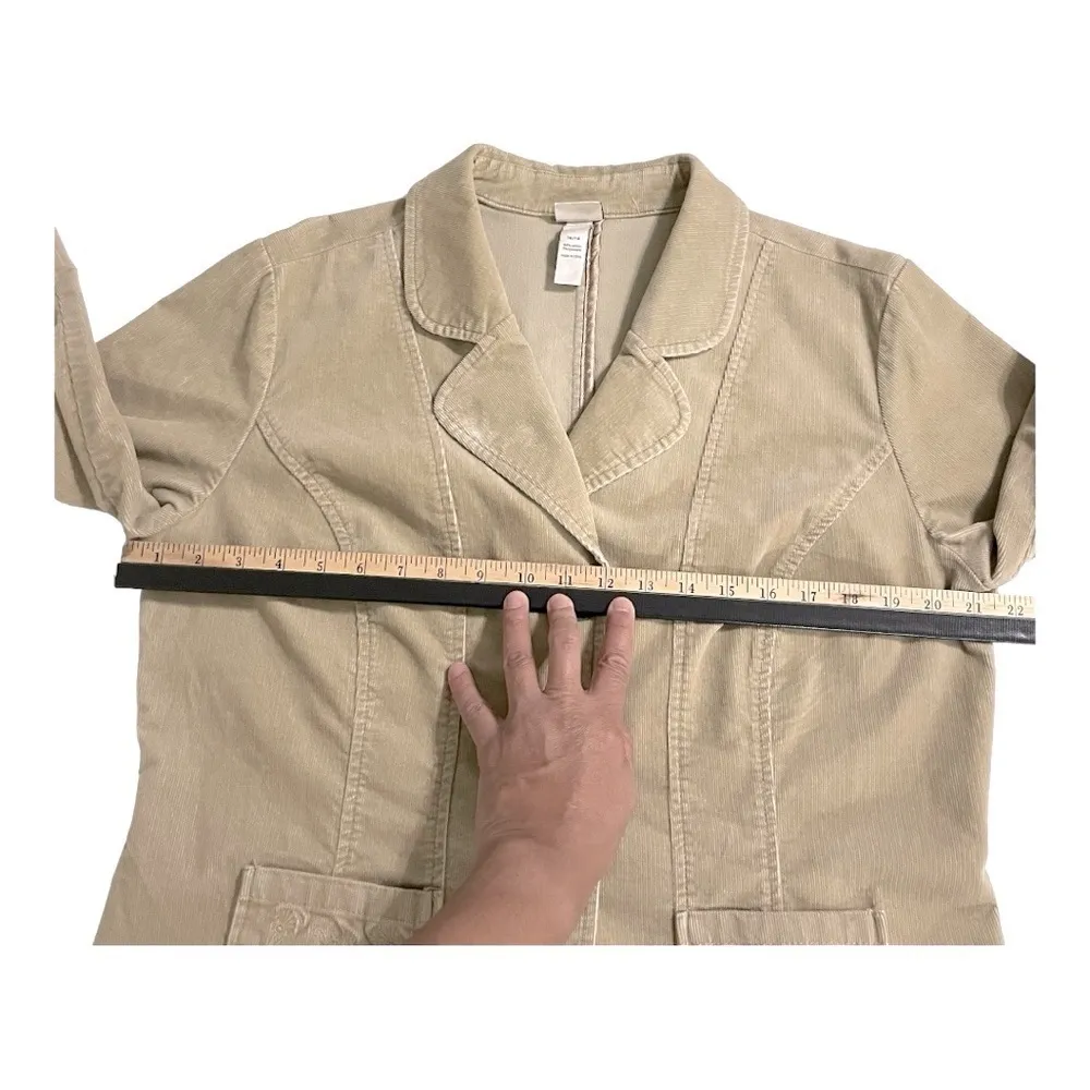 Vtg Venezia Tan Corduroy Jacket Women’s Size Embroidered Pockets & Back Detail - Image 10