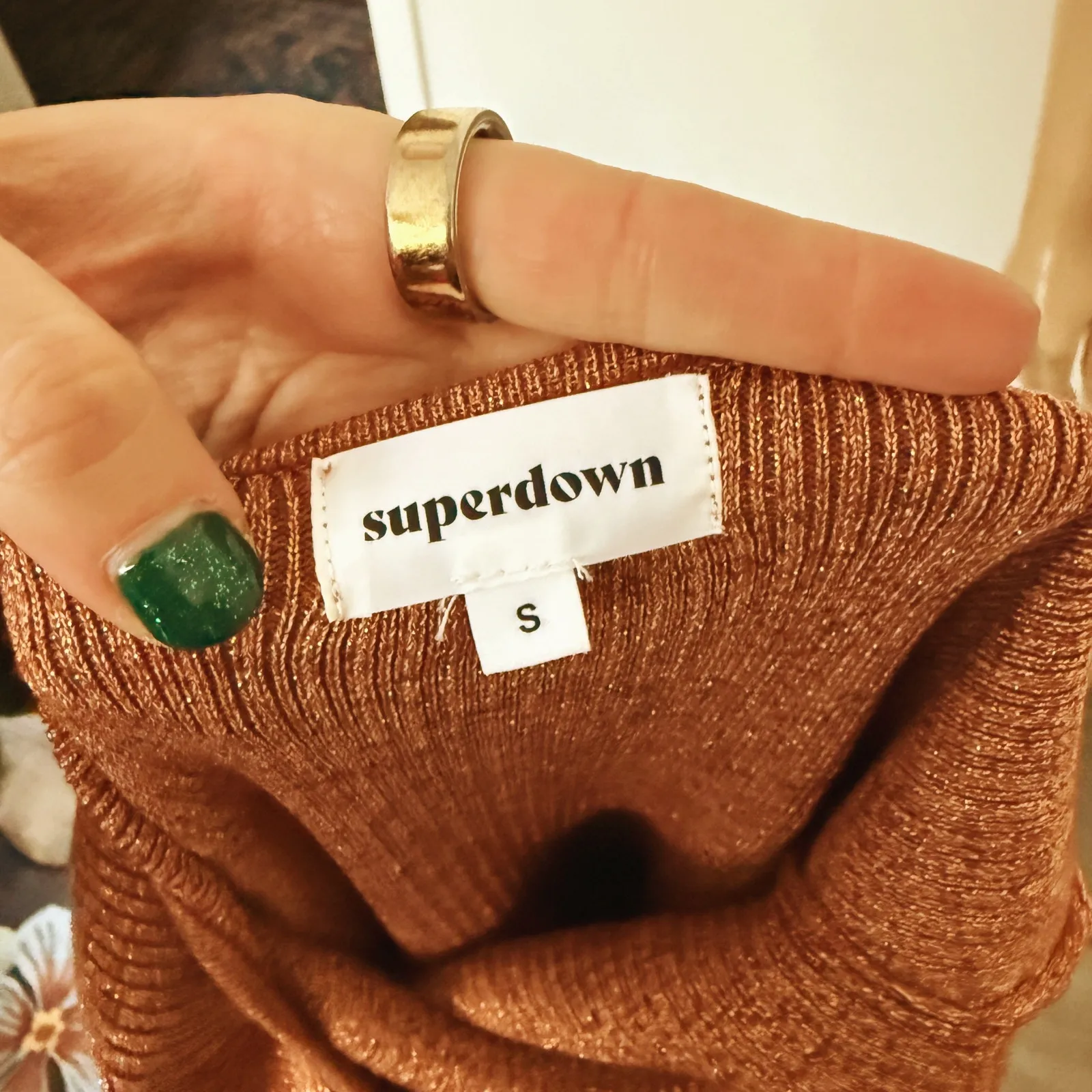 [Superdown] Copper Metallic Arima Halter Neck Knit Midi Sweater Dress Sz Small S - Image 11