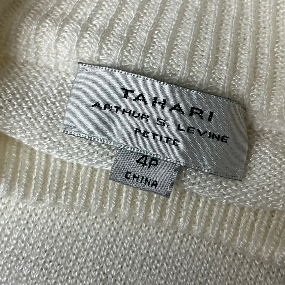 Tahari ASL beige Knit Sweater Blouse Normcore Womens Preppy Modest Mature 4P - Image 9