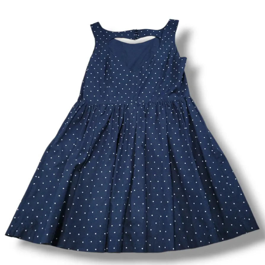 Ever New Melbourne Dress Size 10 Fit And Flare Dress Sleeveless Polka Dots Blue With White Dots - Image 3