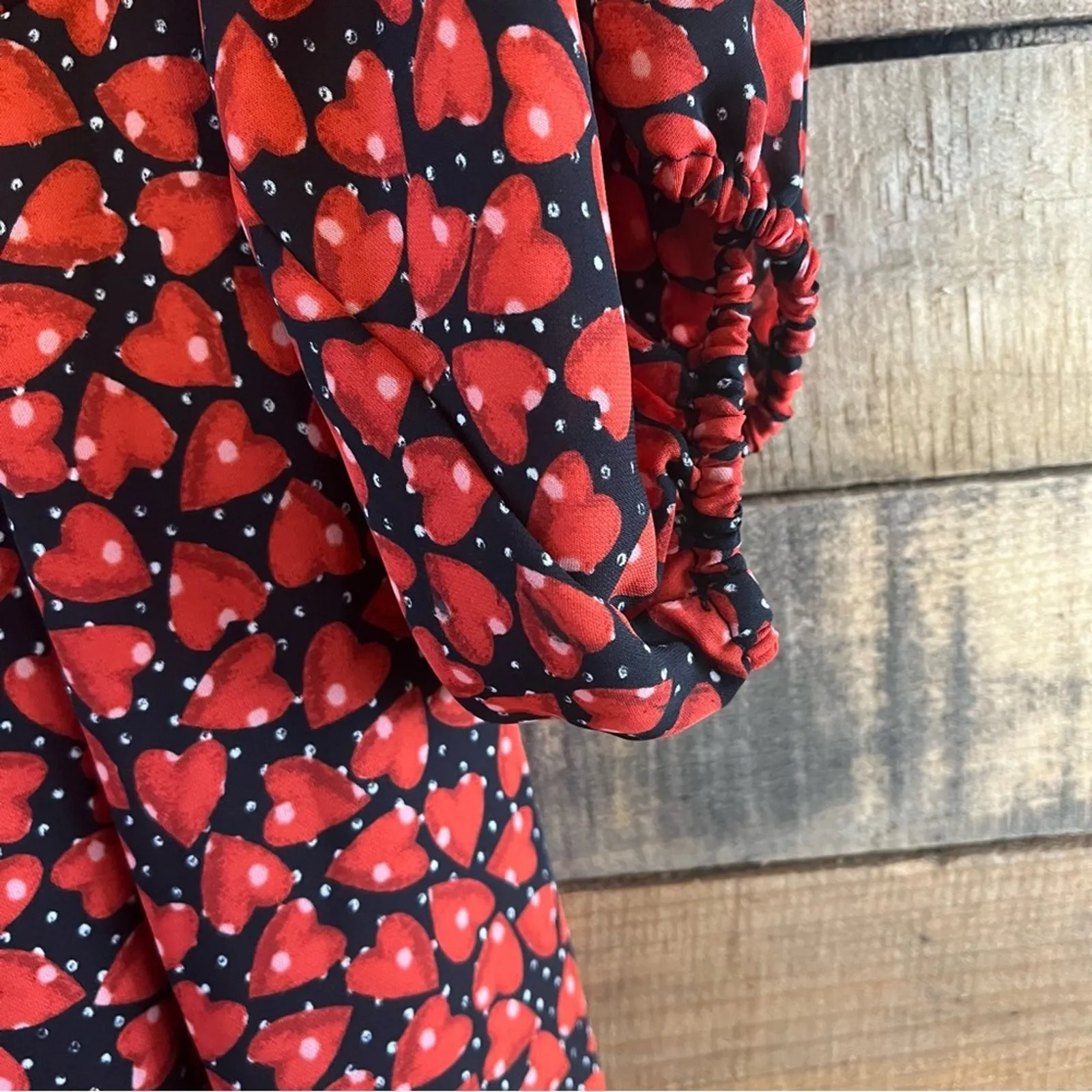 Disney Alice Through The Looking Glass Heart Print Cold Shoulder Dress‎ Size XS - Image 8