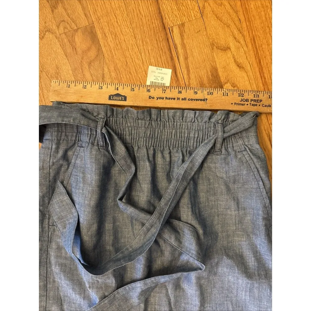 NWT J. Crew XS Factory Chambray Paper Bag Skirt Women's Denim Belted Lined Blue Size 2 - Image 3