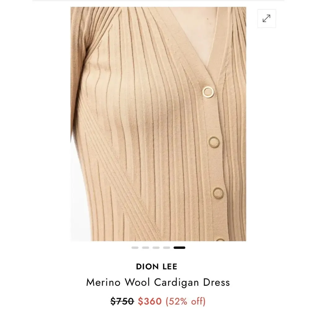 Dion Lee Merino Wool Ribbed Cardigan Dress Brown US 6 M NWOT Size M - Image 4