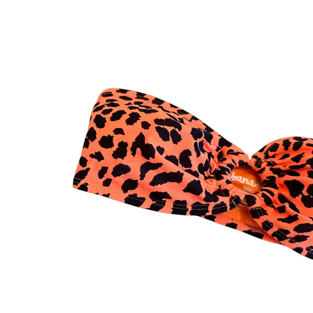 Cabana Del Sol Neon Orange Animal Print Bikini Top Strapless Swimsuit Small NWT - Image 3