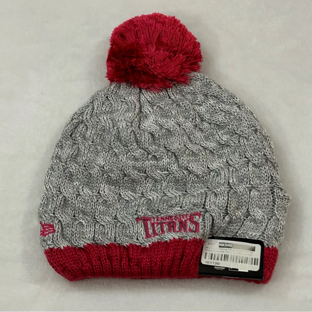 Tennessee Titans NFL New Era Breast Cancer Awareness Knit Beanie Hat Cap Women’s Gray - Image 4